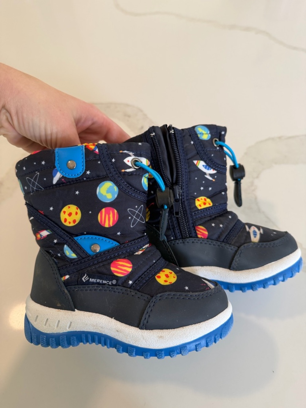 Kids' Space-Print Winter Boots in Navy/Blue